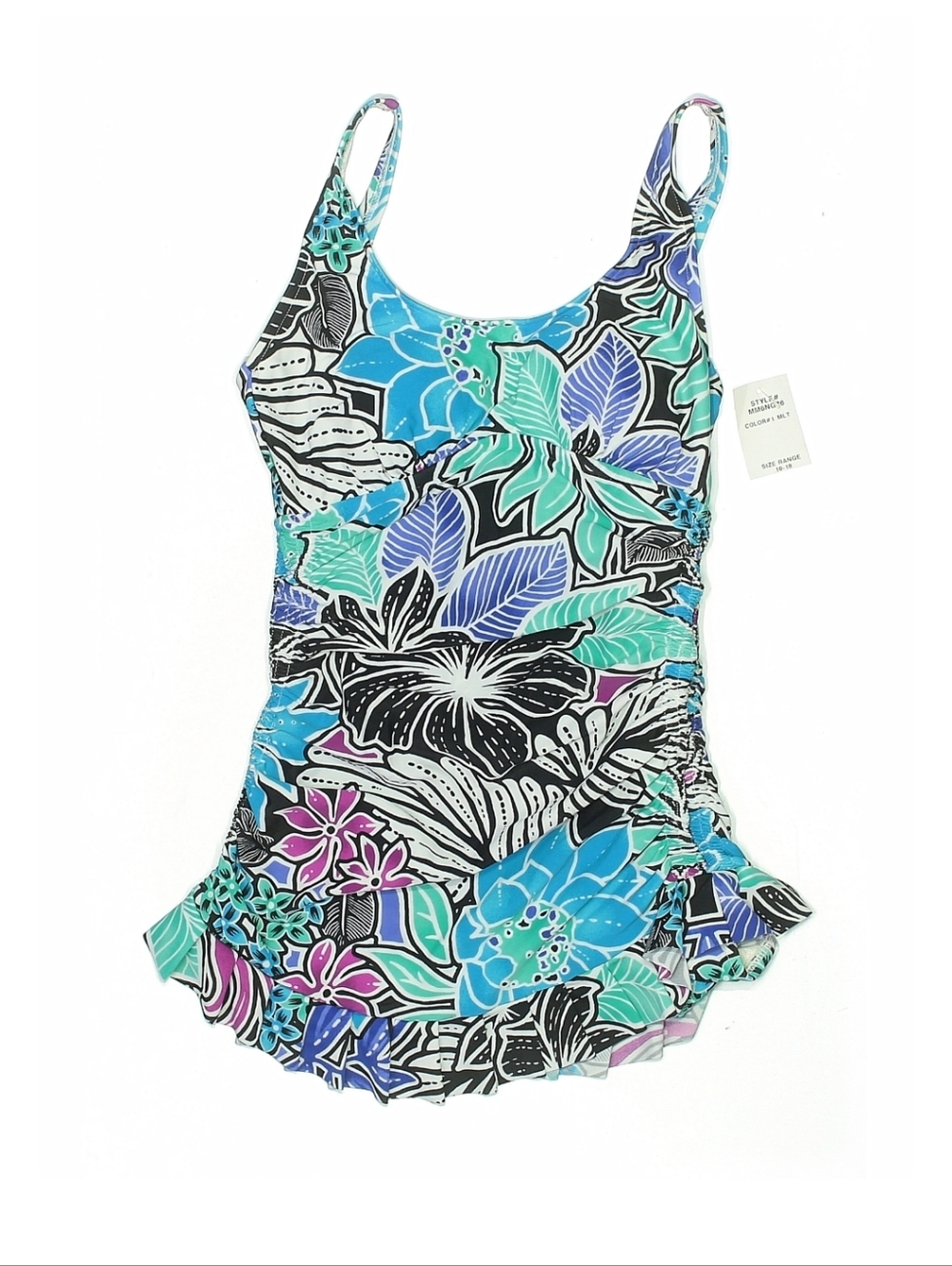 Maxine of Hollywood Tropical Floral One Piece Swimsuit - Blue Size 6 NWT
